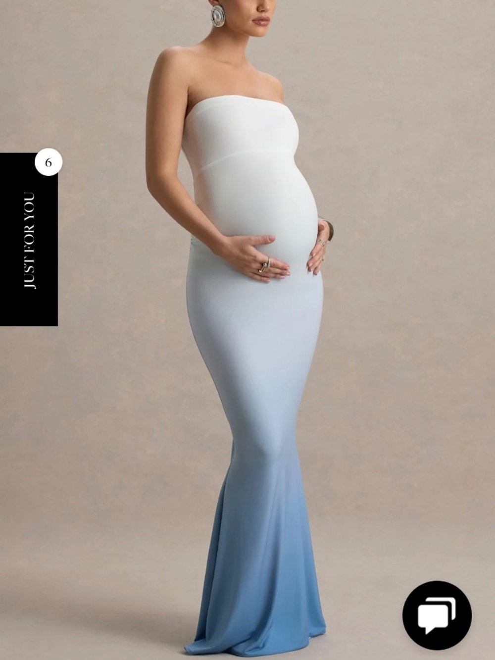 Club London Sharnie BLUE OMBRE STRAPLESS MATERNITY MAXI DRESS Size 10